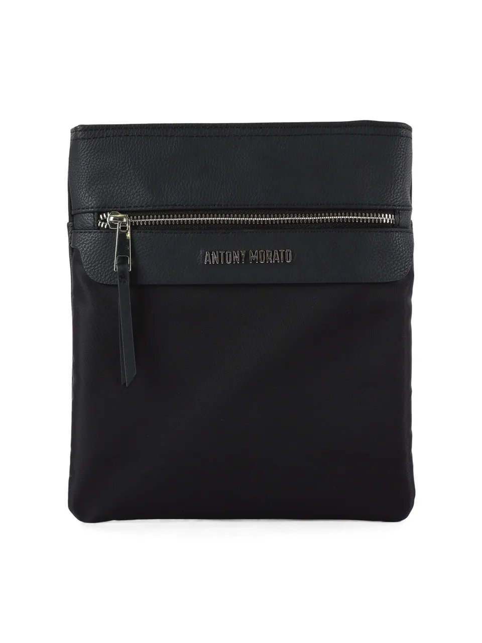 Borsa a tracolla flat con scritta logo frontale