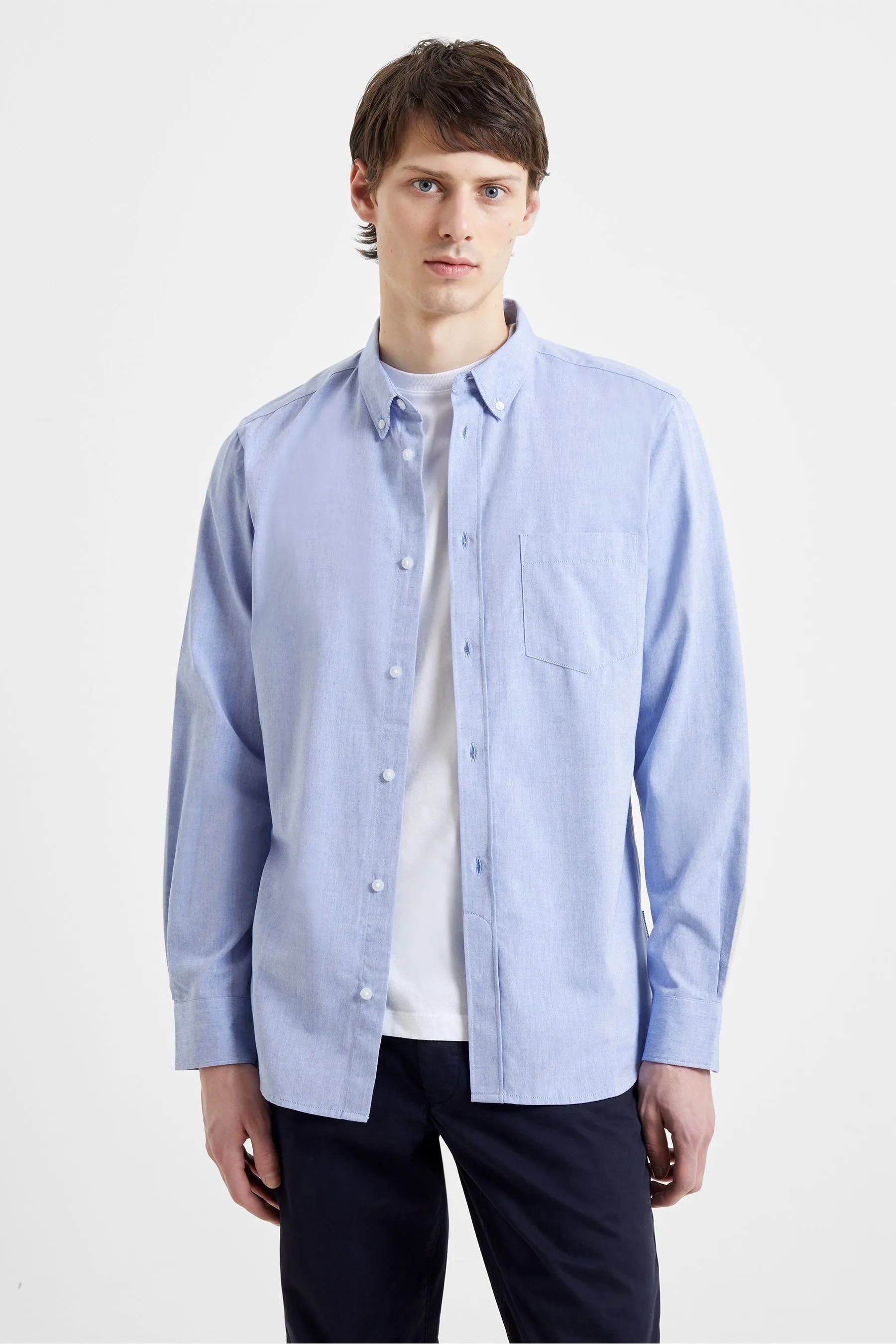 Camicia con French Connection Blu Oxford Manica lunga