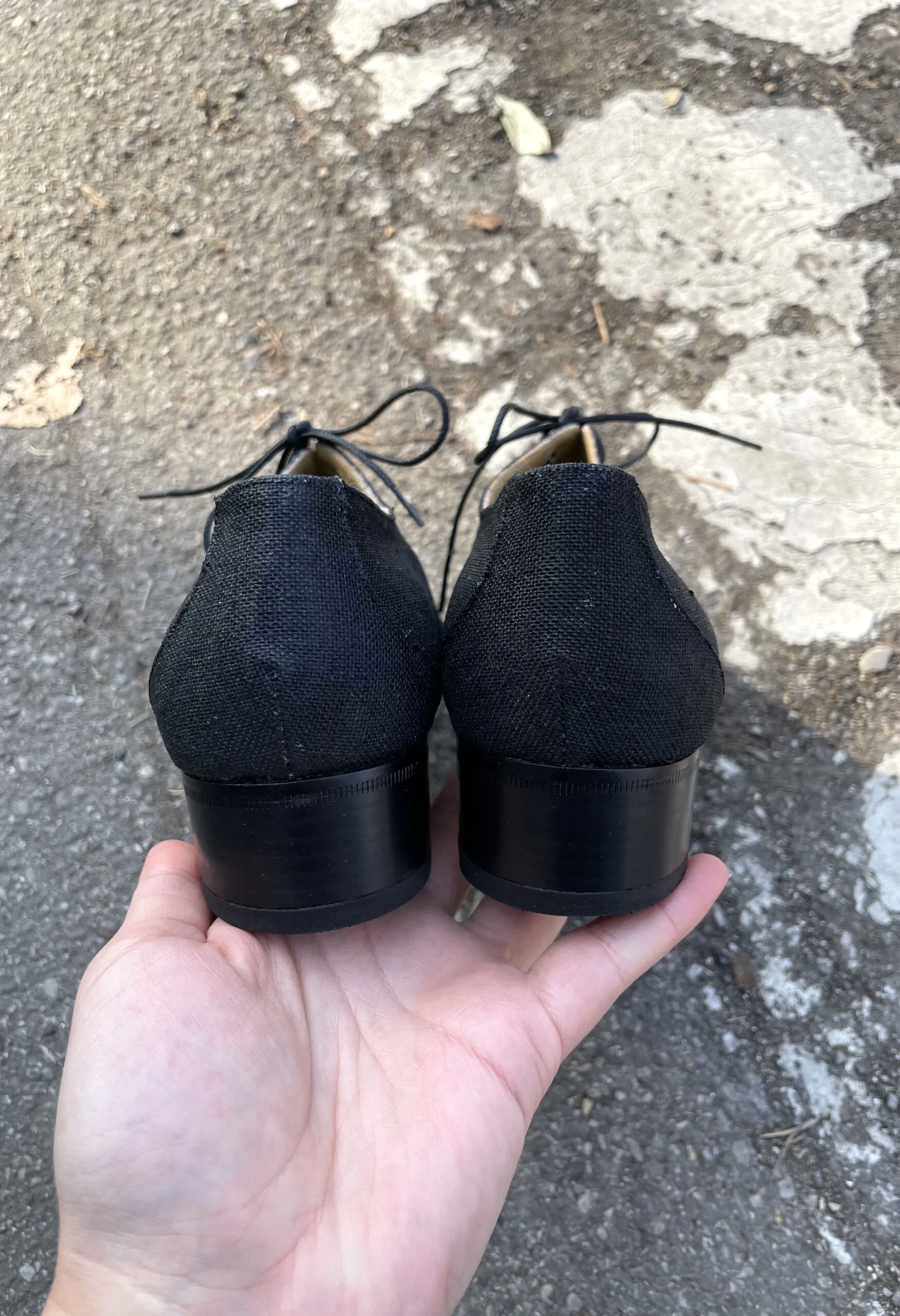 Derby in tela nera Yves Saint Laurent vintage anni ’70