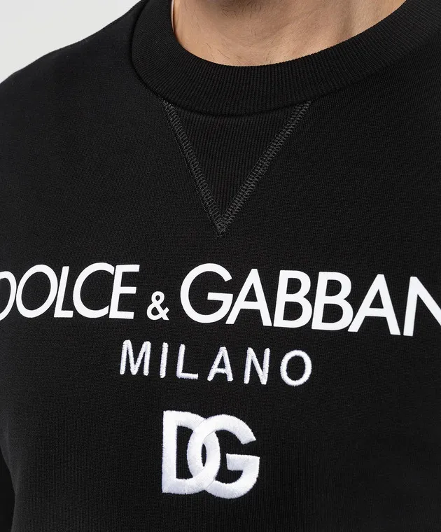 Dolce&Gabbana Felpa nera con stampa logo a contrasto G9ACGZFU7DU