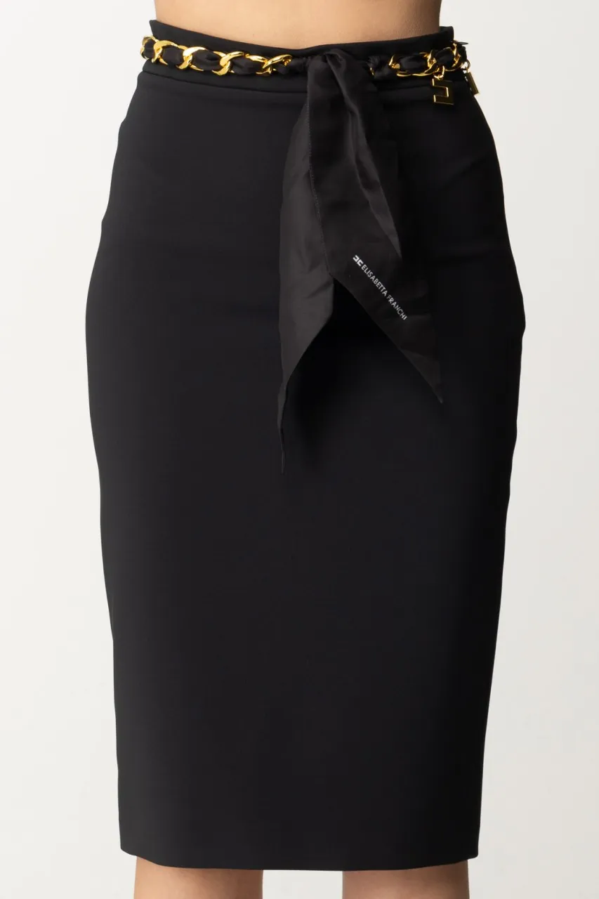 Gonna midi con foulard Nero