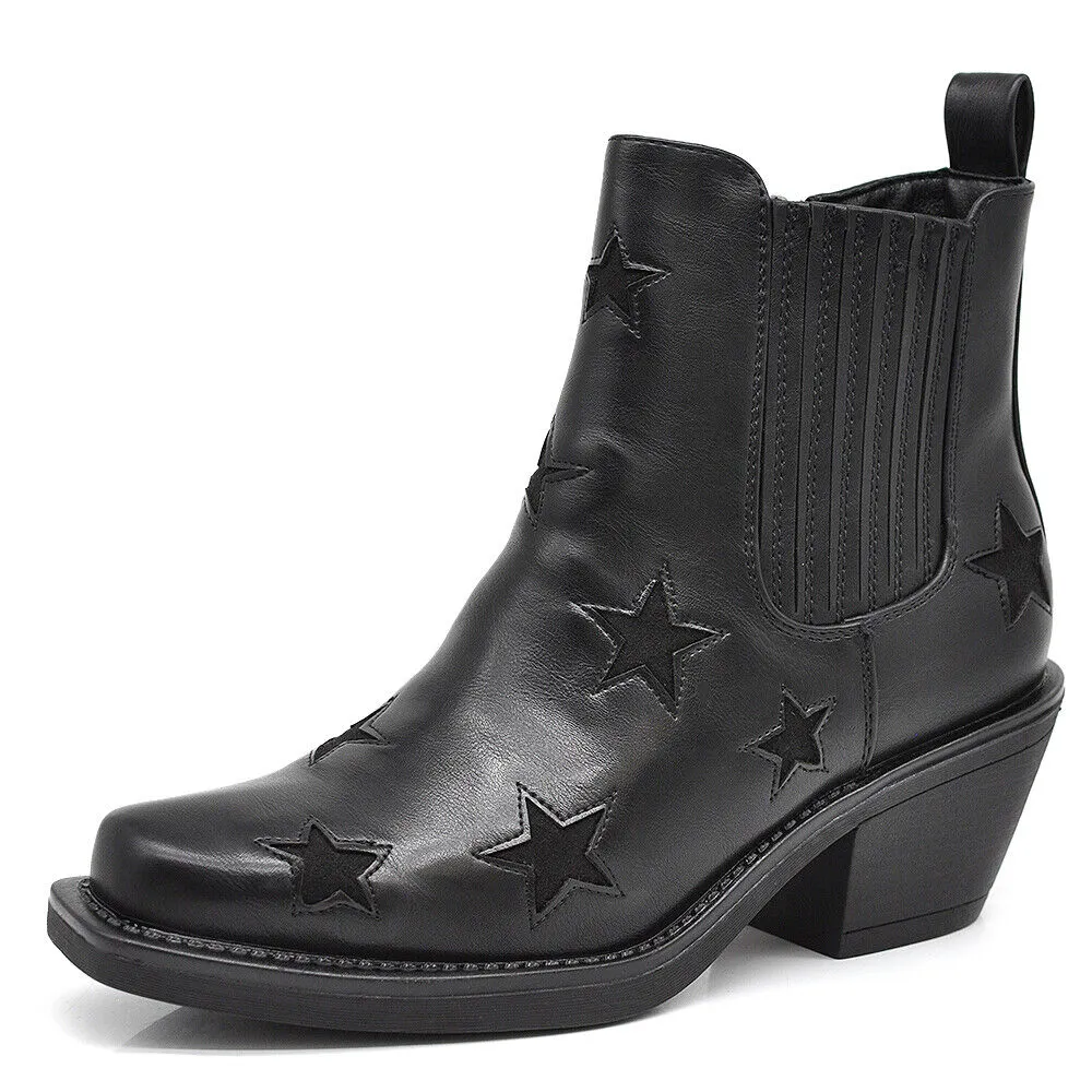 IF FASHION Stivaletti Donna Texani Cowboy Cowgirl Stelle Punta Quadrata MP628-2