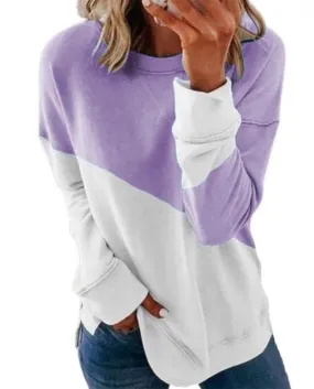Loose Lady Pullover Maglione Color Block Patchwork Maglieria Autunno Lon