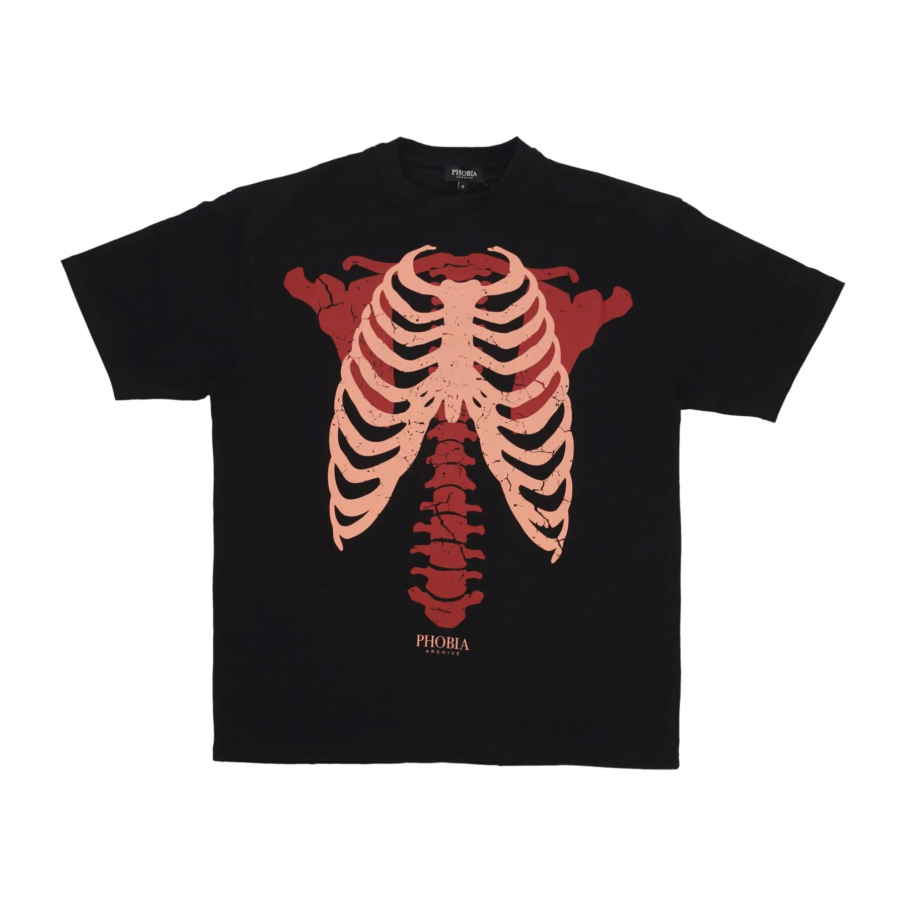 Maglietta Uomo Skeleton Print Tee Black/red
