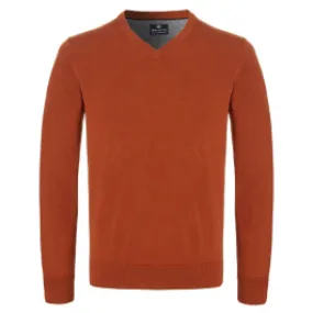 Maglione Baileys uomo con scollo a V 100% cotone Cognac