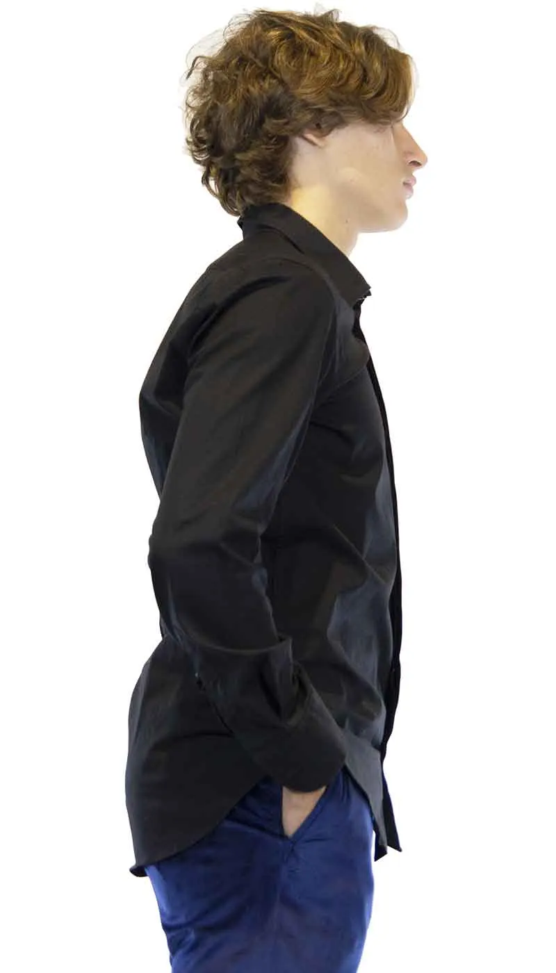 Manuel Ritz Camicia uomo  evening nera in cotone.