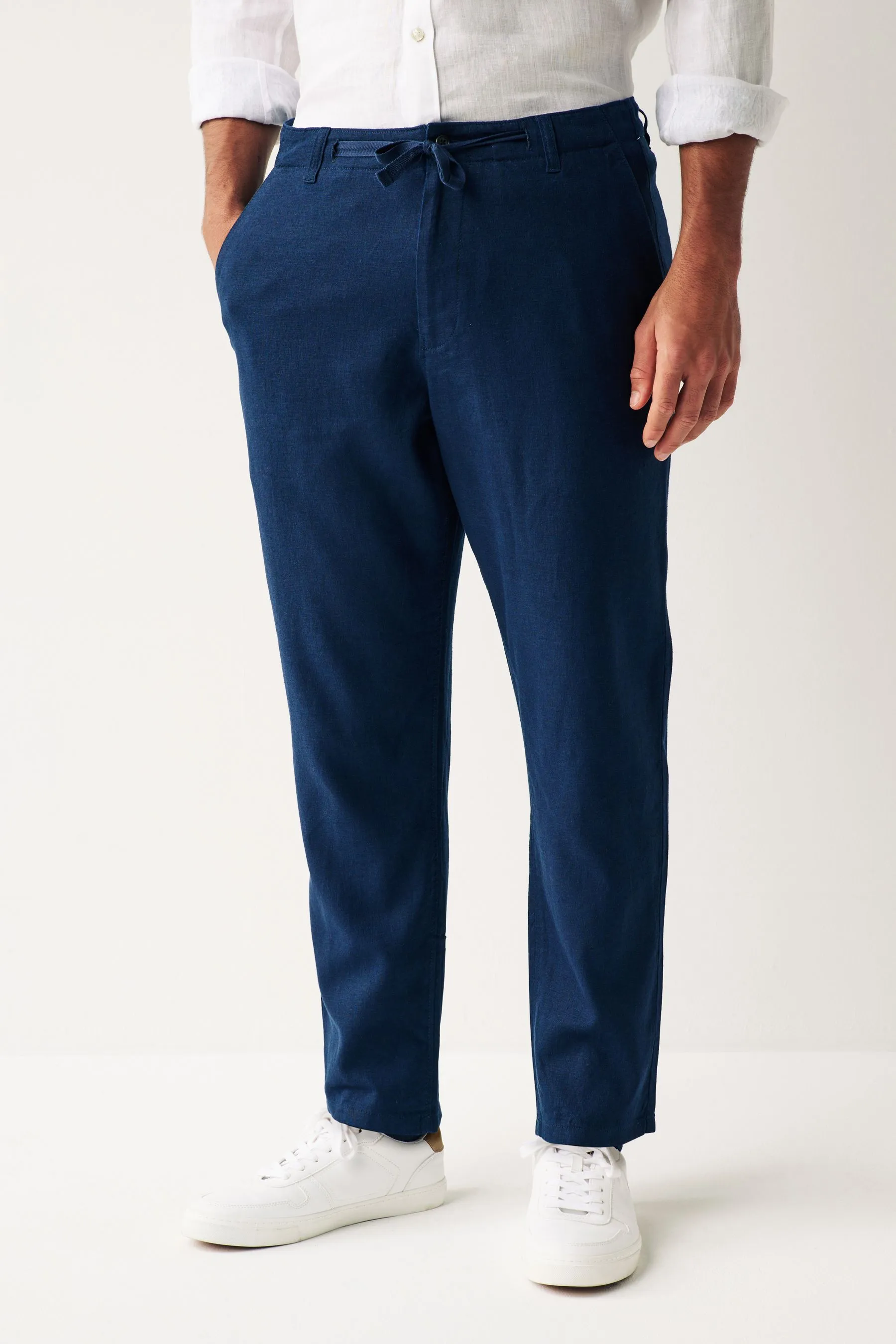 Pantaloni in viscosa e lino con coulisse    
