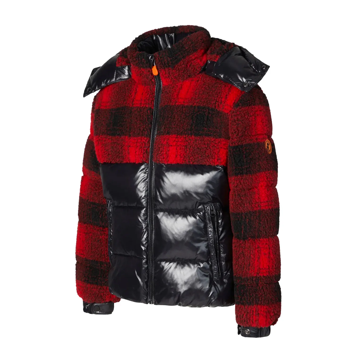 Piumino Zai Rosso Fiamma Tartan E Nero Semilucido