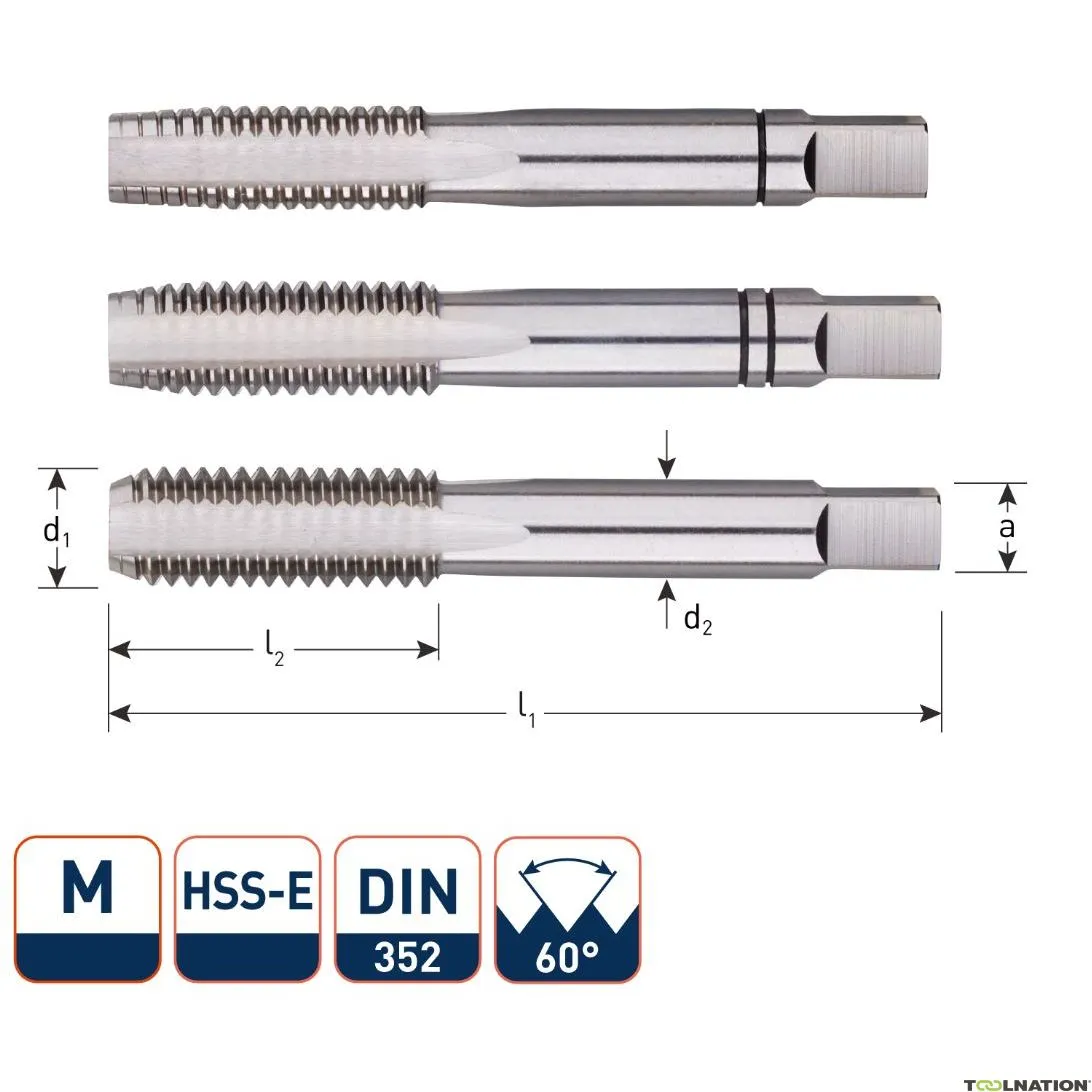 Rotec 301.0300 HSS-E Set per maschiatura 3 pezzi DIN 352 metrico M 3x0,5