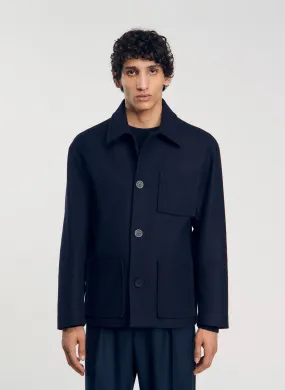  SANDRO   Giacca collo classico in misto lana | Blu