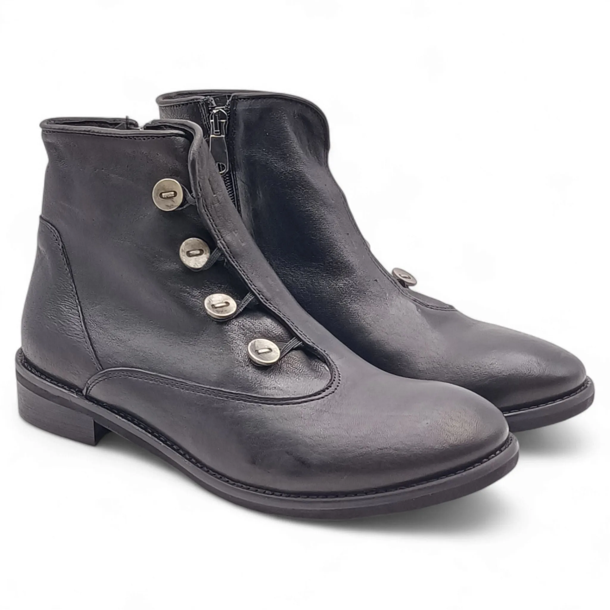 Stivaletti bottoni Donna King of Hearts 8118 rag nero