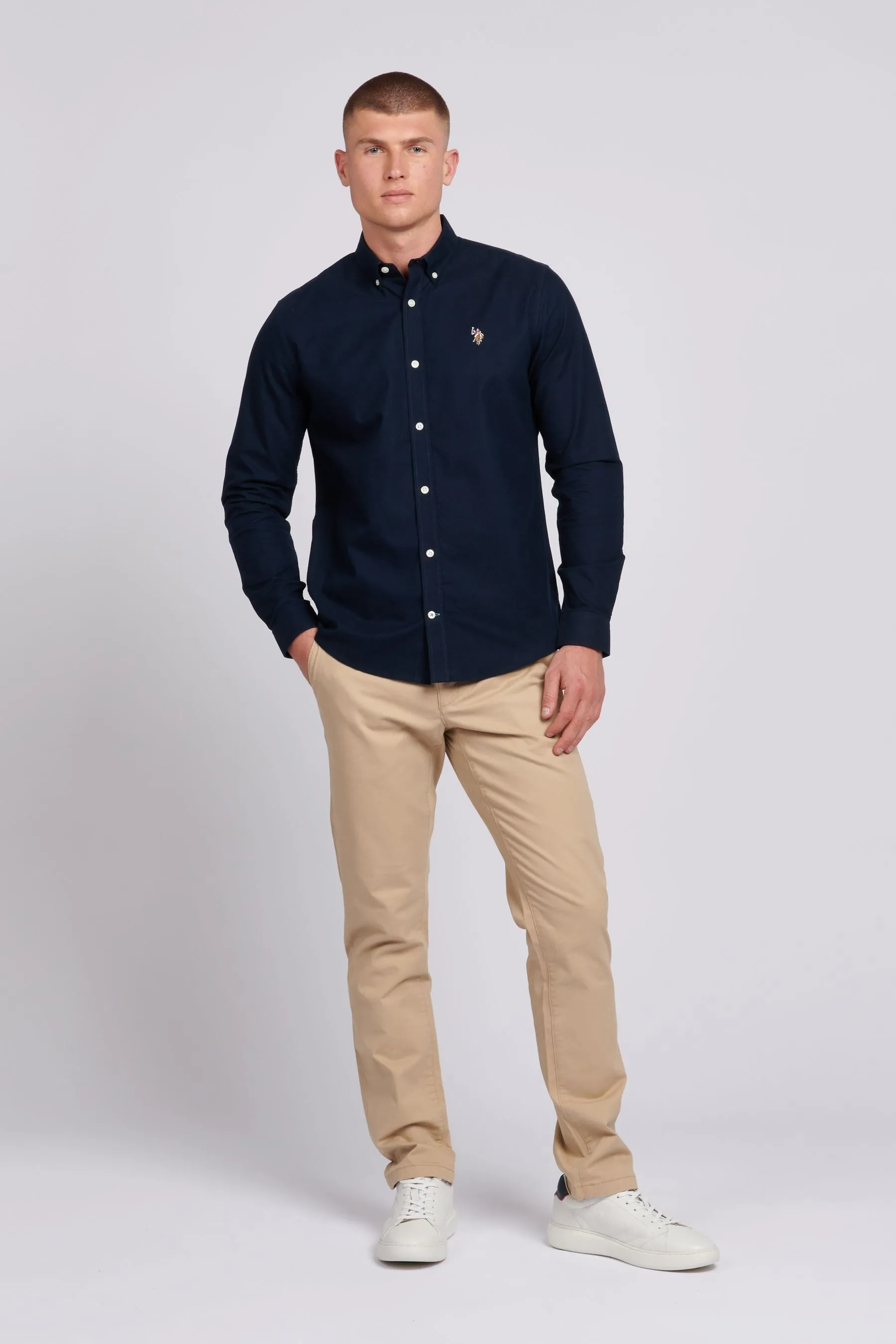 U.S. Polo Assn. Uomo - Camicia con Oxford pesca